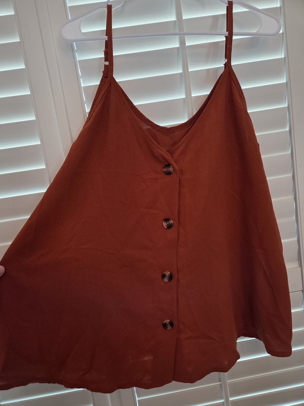 Burnt Orange Button-Front Cami Top Adjustable Straps XL